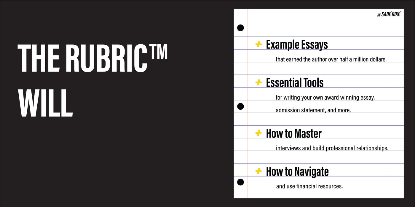 The Rubric Book will show students essential tools for admission statement, grant, and scholarship essays.